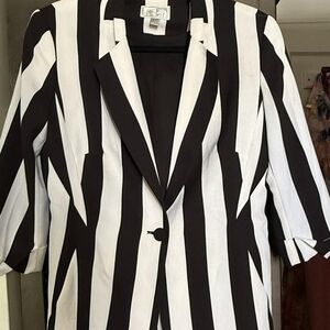Black and White Striped Blazer